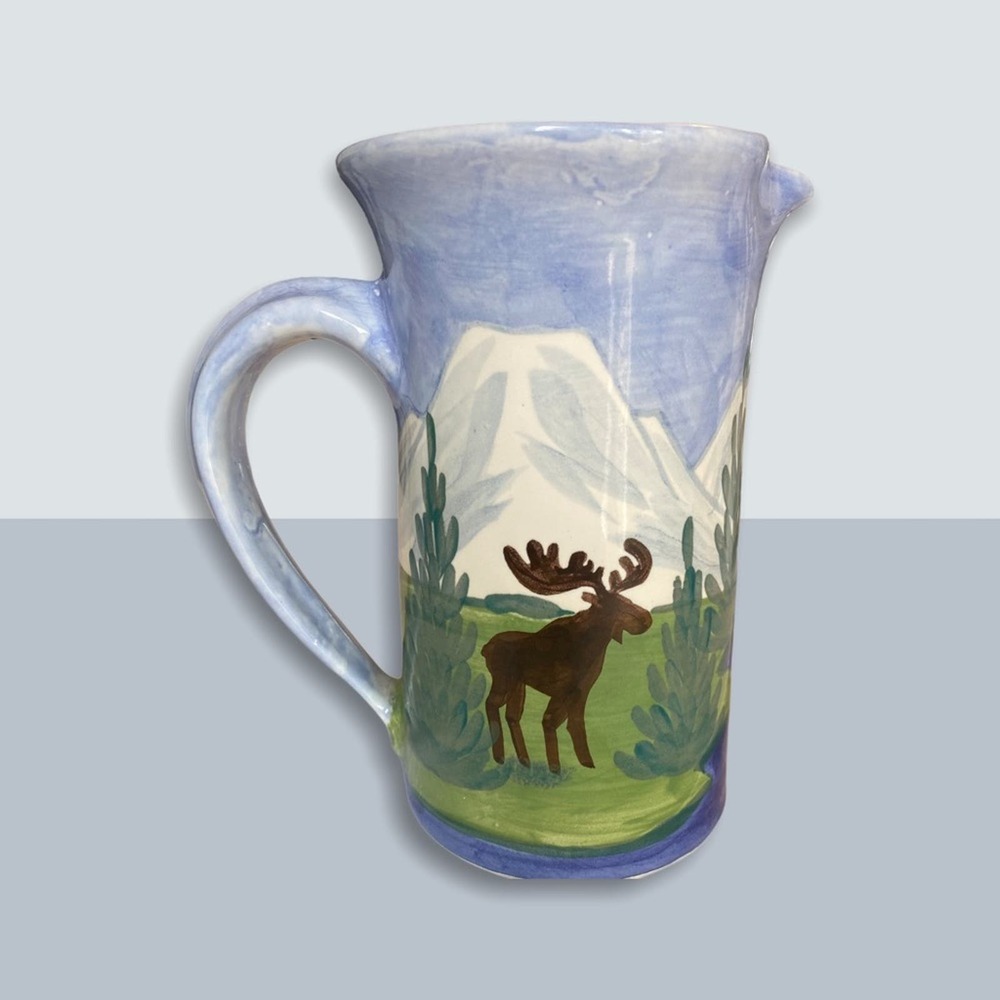 Hand painted moose pitcher SHARD Maine